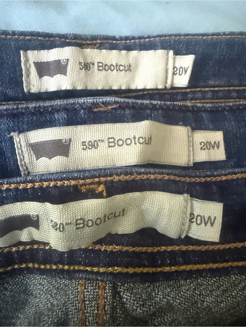 Levi's 580 & 590 Bootcut Jeans in Dark Indigo with Contrast Stitching - 3 pairs